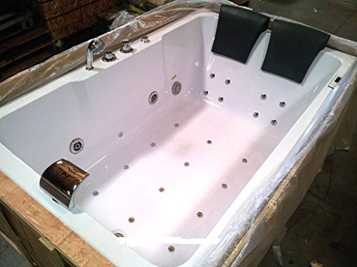 2 Two Person Indoor Whirlpool Massage Hydrotherapy White Bathtub Tub With Bluetooth Free Remote Control And Water Heater