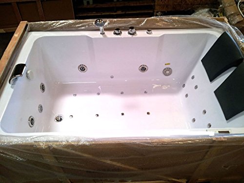 2 Two Person Indoor Whirlpool Massage Hydrotherapy White Bathtub Tub with BLUETOOTH, FREE Remote Control and Water Heater