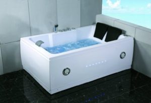 2 Two Person Indoor Whirlpool Massage Hydrotherapy White Bathtub Tub with BLUETOOTH, FREE Remote Control and Water Heater Product Image