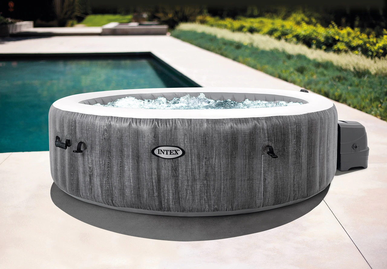 Intex PureSpa Greywood Deluxe Inflatable Round Hot Tub Product Image