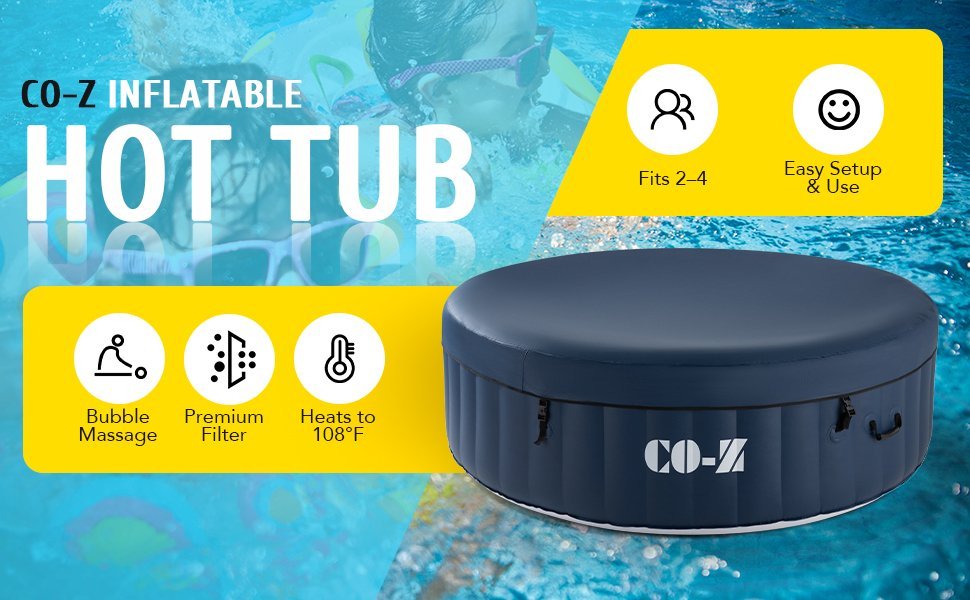COZ 4 Person Inflatable Hot Tub Portable Round Hot Tub with 120 Air Jets Hot Tubs Depot