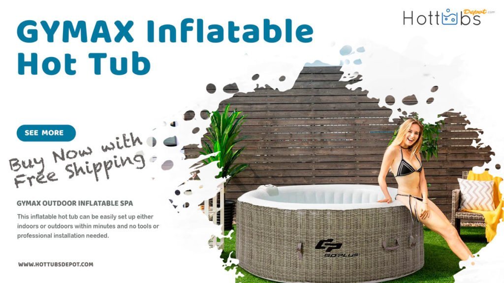 9. GYMAX Outdoor Spa, Portable Hot Tub for 4 Persons