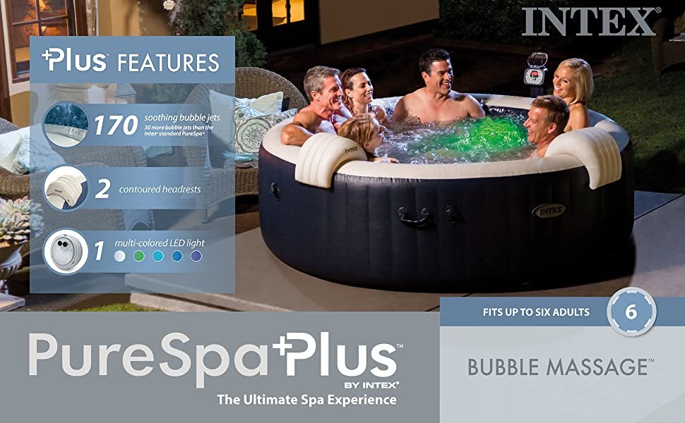 Intex 28409E PureSpa 6 Person Home Inflatable Portable Heated Round Hot Tub
