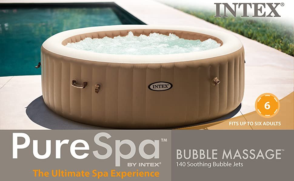 Intex 28427E 85in PureSpa Inflatable Spa, 6-Person, Tan