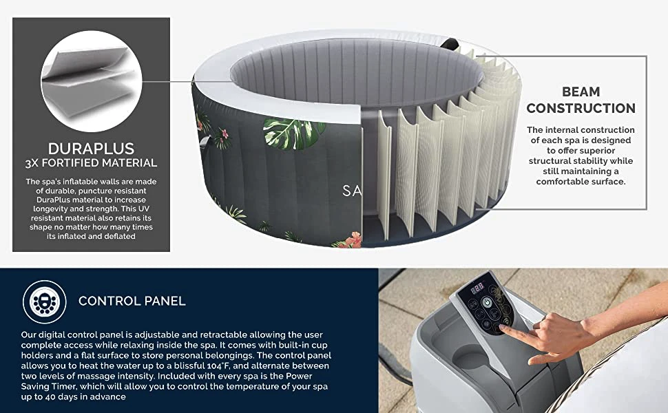 Bestway Aruba SaluSpa 3 Person Inflatable Round Outdoor Hot Tub