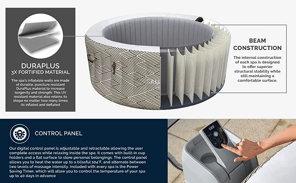 Bestway Madrid SaluSpa 2 to 4 Person Inflatable Round Outdoor Hot Tub