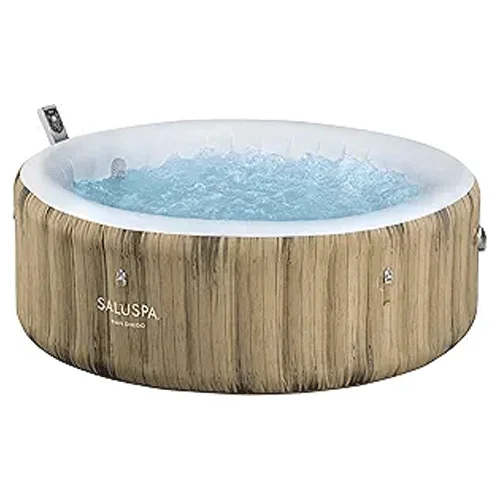 Bestway SaluSpa San Diego Inflatable Hot Tub Spa 4-6 Persons, Brown Wood