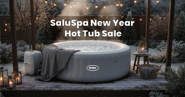 SaluSpa inflatable hot tub New Year sale featuring AirJet and HydroJet models designed for relaxing and energy-efficient home spa use